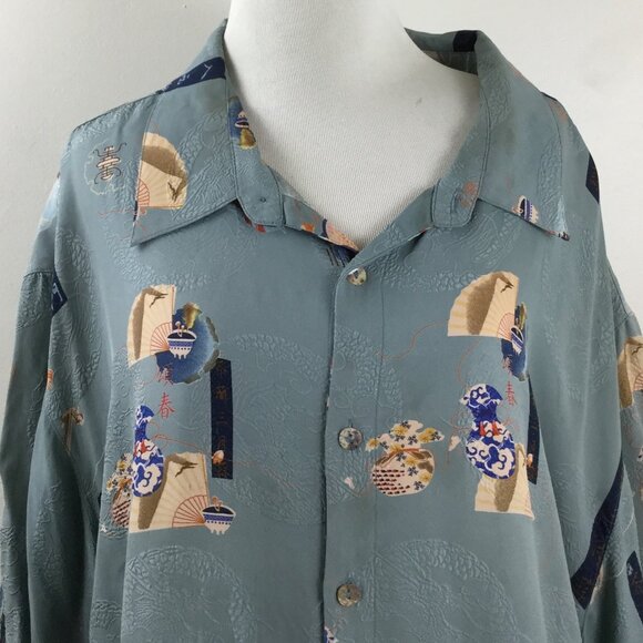 Citron Santa Monica Silk Sage Green Button Up Top 3x/xxxl - Picture 2 of 7